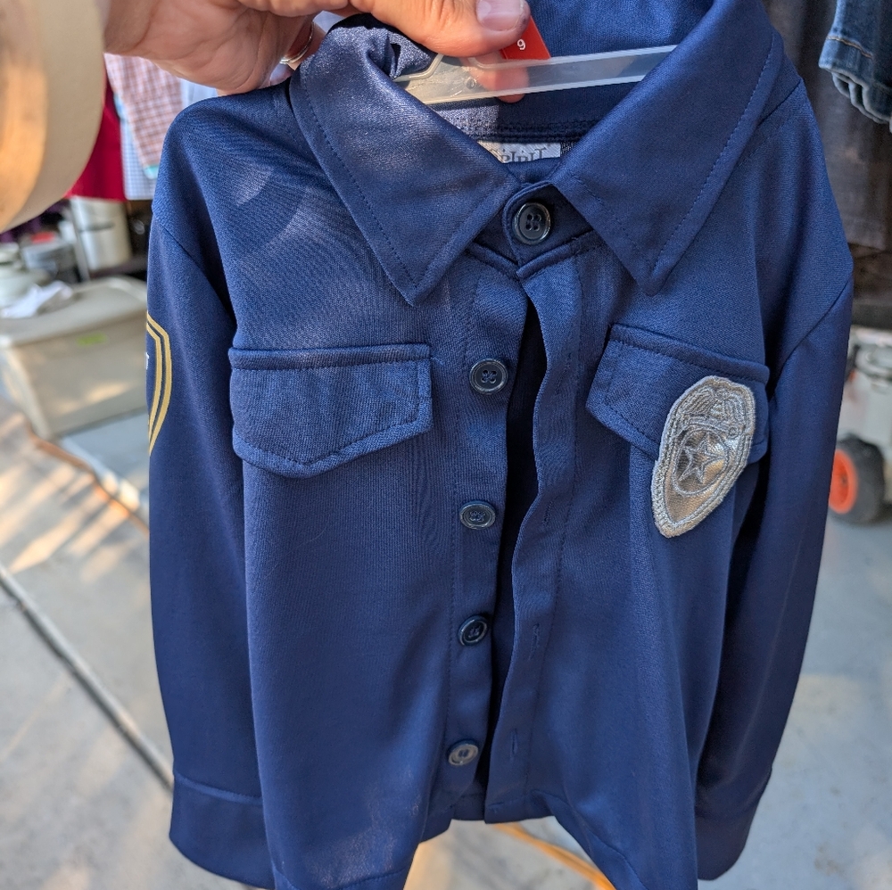 Kids Navy Blue Police Costume Shirt